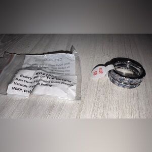 NWT Bomb Party Every Bit Of The Details Aquamarine CZ Hematite Sz10